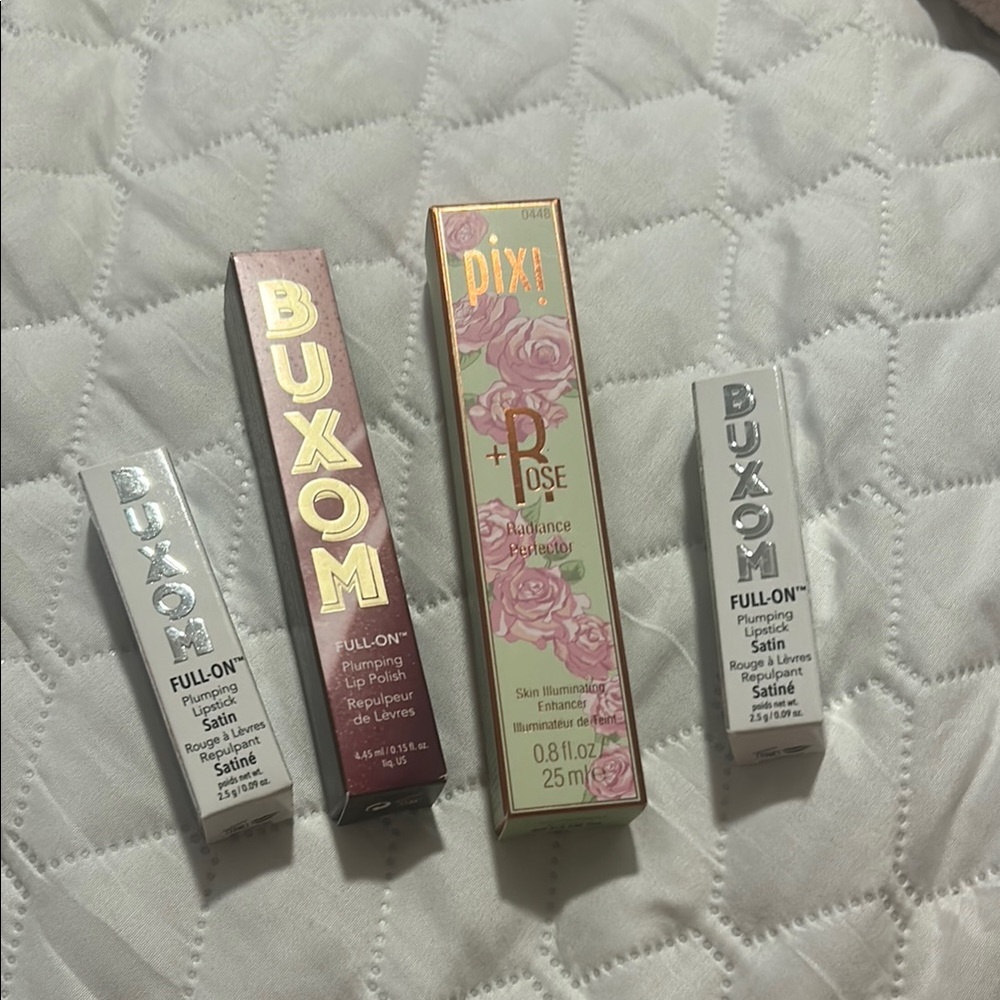 Buxom Silver and Pink Lip Gloss Collection and Pixi Radiance Perfector